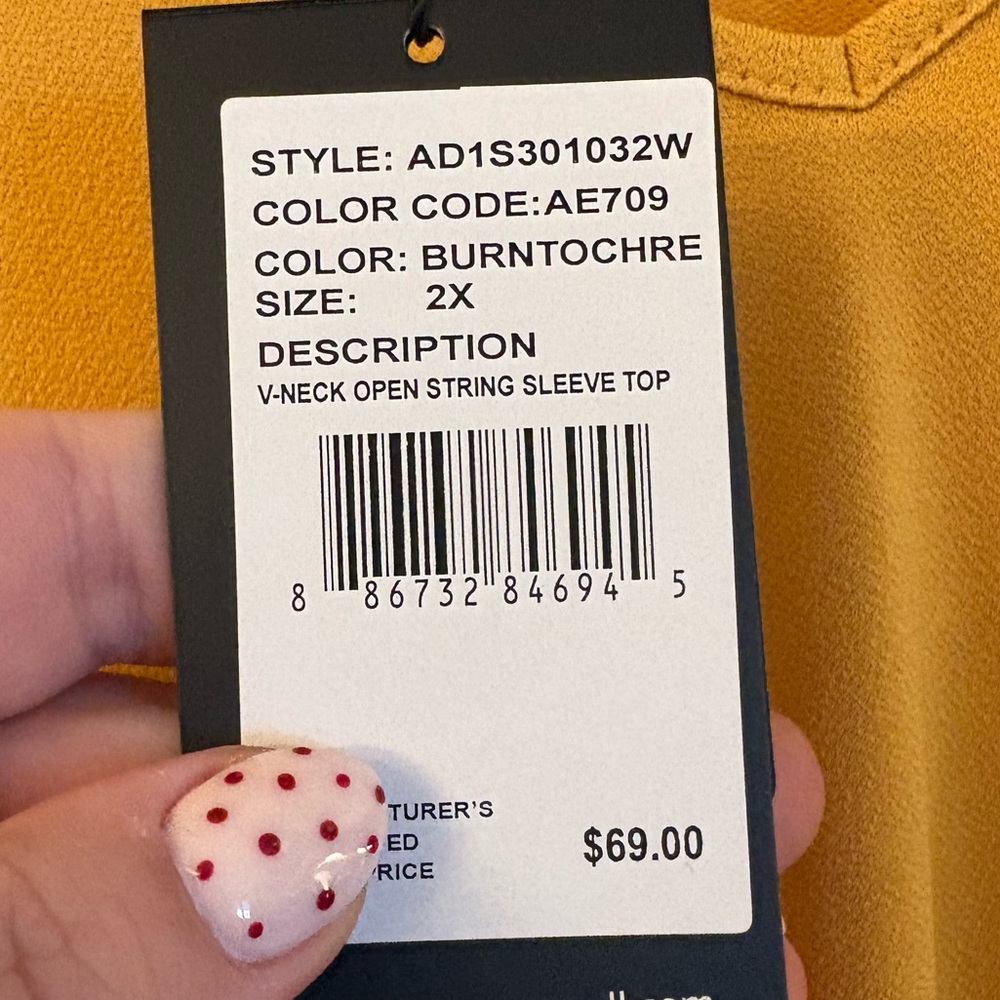 NWT Adrianna Pappell Women's Mustard Yellow Top - Picture 2 of 3